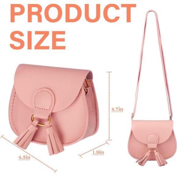 Little Girls Purse: Crossbody Bag with Tassel (Pink): Little Girls' Purse - Picture 2 of 8